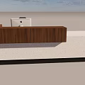 Modern Brown Reception Desk With Sleek Surface And Laptop On Top 3d model