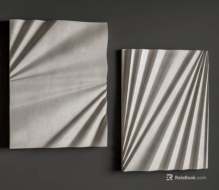 Modern Abstract 3D Wall Decor Featuring Geometric Textured Concrete Panels 3d model