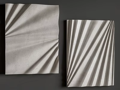 Modern Abstract 3D Wall Decor Featuring Geometric Textured Concrete Panels 3d model