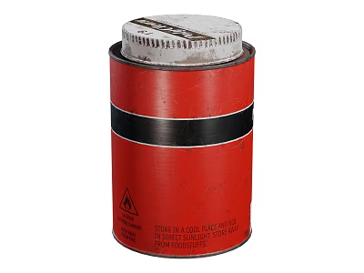 Red Vintage Kitchen Storage Container With Black Stripe And Text 3d model