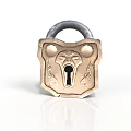 Decorative Metallic Padlock with Carved Design and Brass Finish for Household Use