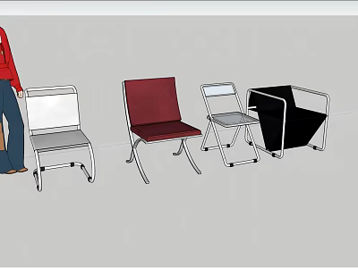 Stylish Leisure Chairs With Different Colors And Modern Designs On 3d model