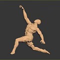 3D Rendered Orange Muscular Game And Movie Character In Kneeling Pose With Extended Arms