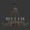 Classic Elegant Chandelier Furniture With Metal Frame Candle Shaped Holders And Ornamental Design
