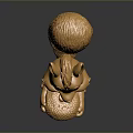 Golden Squirrel Statue Holding Acorn With Shiny Metallic Finish And Detailed Craftsmanship