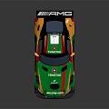 AMG Green Race Car With Colorful Stripes And TANAX TOMATTO Logos