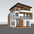 Modern Two Story Detached Villa Featuring Wooden Elements Large Windows And Balcony