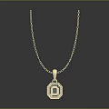 Elegant Gold Chain Necklace With Octagonal Gemstone Pendant And Small Diamonds