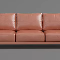 Modern Brown Leather Three Seater Sofa With Sleek Design And Comfortable Seating 3d model