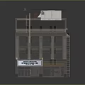 Single Family House With Brown Brick Exterior Black Roof Ladder And Air Conditioning Unit