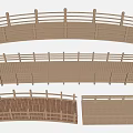 Wooden Landscape Bridge Designs With Curved Deck And Decorative Railings