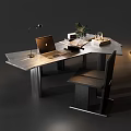 Modern Unique Irregular Stone Home Office Desk With Chic Workspace Decorations And Stylish Matching Chair