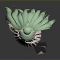 Adorable Game and Movie Character with Long Green Hair and Pink Dress Wearing Hair Accessories