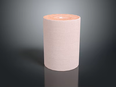 Elastic Medical Bandage Roll In Light Pink Woven Fabric For First Aid 3d model