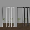 White and Black Glass Folding Doors for Interior with Plants