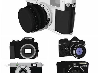 Classic Canon Fujica Digital Cameras Collection With Vintage And Modern Models 3d model