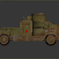 Green Military Tank Model with Red Star COB Markings and Two Cylindrical Top Structures