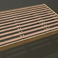 Natural Wooden Bed Frame With Slatted Design For Sturdy Mattress Support