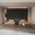 Modern Hotel Room Interior With Large Windows Greenery View Two Beds And Minimalist Design