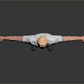 3D Character In Gray T Shirt Blue Shorts Sports Shoes Standing With Arms Outstretched