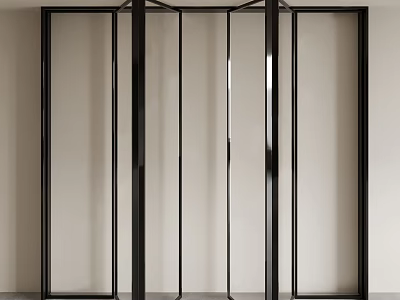 Modern Black Frame Sliding Doors With Minimalist Design For Interior Space 3d model