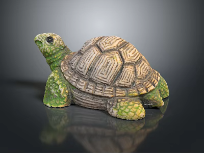 Turtle Shaped Decorative Ornament For Home Furniture With Green Brown Textured Shell 3d model