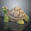 Turtle Shaped Decorative Ornament For Home Furniture With Green Brown Textured Shell
