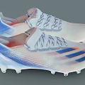 Modern White Soccer Shoes With Blue And Orange Stripes And Transparent Studs