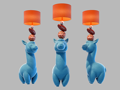 Modern Alien Floor Lamp Children's Cartoon Grass Mud Horse Alpaca Floor Lamp Table Lamp model