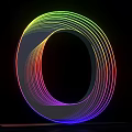 Vibrant 3D Typography Artwork With Illuminated Circular Rainbow Lines On Black Base