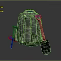Practical Outdoor Living Supplies Including Green Backpack Blue Stool And Shovel
