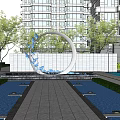 Modern landscape sketch circular landscape shadow wall 3d model