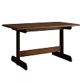 Dark Brown Solid Wooden Outdoor Table With Sturdy Trestle Legs For Backyard Patio Daily Use