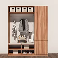Modern Wooden Shoe Cabinet With Storage Compartments Hanging Space And Shoe Storage