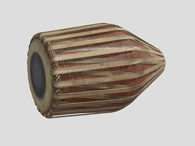 Traditional Agricultural Equipment With Wooden Striped Woven Cylindrical Design For Grain Storage 3d model