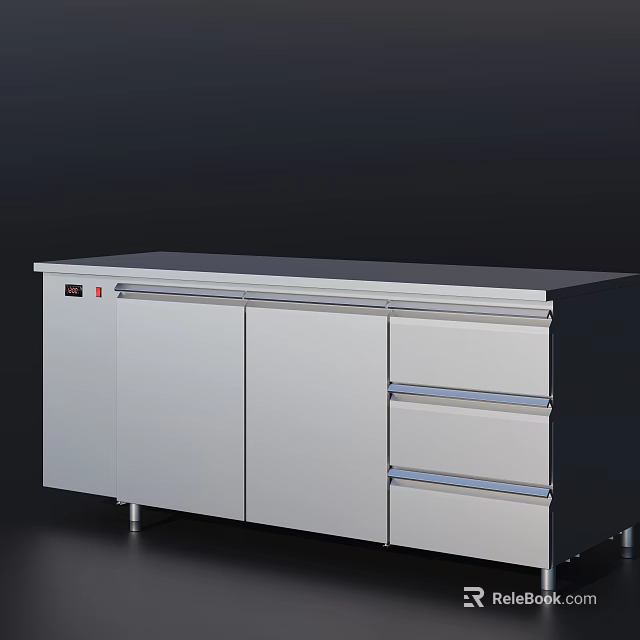Stainless Steel Kitchen Tableware Set with Cabinets and Drawers for Commercial Kitchen Use 3d model 