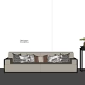 Designer Sectional Sofa With Decorative Pillows Side Table Potted Plant And Gray Wall 3d model