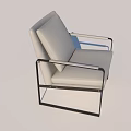 Modern Armchair With Light Colored Cushion And Black Metal Frame Design