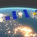 Communication Satellites High Above Earth With Solar Panels And Antennas