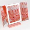 Pink Standing Mirrors Featuring Multiple Room Reflections and Stand Design 3d model