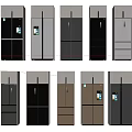 Modern Refrigerators and Freezers with Various Styles and Colors for Home Kitchen 3d model