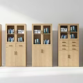 Wooden Bookcases With Glass Doors Drawers And Cabinets For Books And Decor