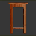 Elegant Wooden Side Table With Striped Design Two Tier Shelf And Cylindrical Legs