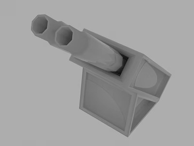 3D Model of Abstract Structure With Square Base and Two Tubular Extensions 3d model