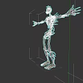 Man Skeleton 3D Model Standing With Outstretched Arms On Dark Background