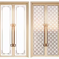 New Chinese style double door sliding door 3d model
