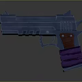 3D Modeled Weapon Pistol With Blue Body Purple Grip And Red Accents Design