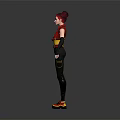 3D Character With Pink Hair Yellow Top Red Vest Black Gloves And Red Shoes