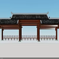 Traditional Chinese Wooden Pavilion With Black Tiled Roof And Wooden Benches In Natural Garden