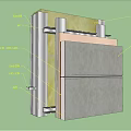 Architectural Building Component Structure With Insulation Layer Panel And Support Frames 3d model